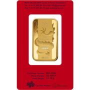 1oz Pamp Suisse Lunar Dragon Gold Bar (Back)